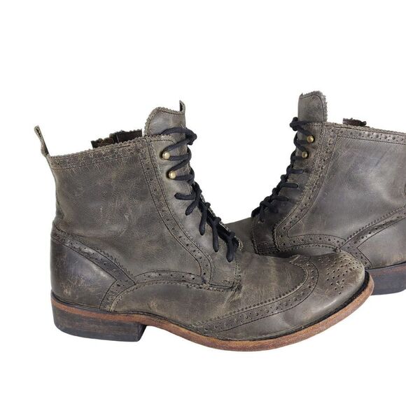 Freebird By Steven Men's BROOM Bradford US9 Brown Leather Distress Combat Boots - Picture 9 of 12